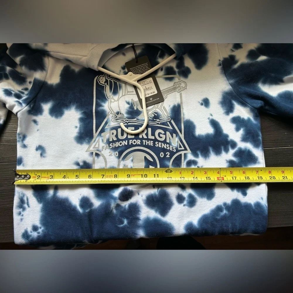 True Religion Tie Dye Sweatshirt Blue White Size Small NWT